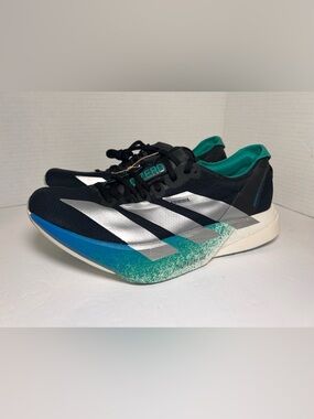 adidas Adizero Adios Pro 4 Core Black Matte Silver Glory Green JR6365 Men Sz 7.5